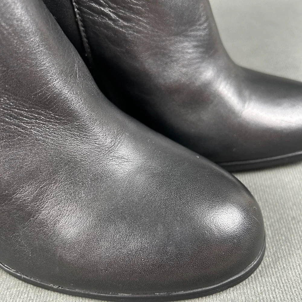 Adrienne Vittadini Ratti Black Leather Scuba‎ Block Heel Ankle Boots Womens 9M